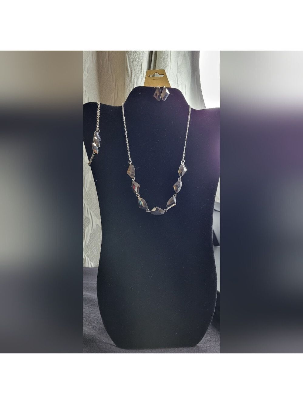 Silver Color Necklace, Earring, and Bracelet Set (#1)
